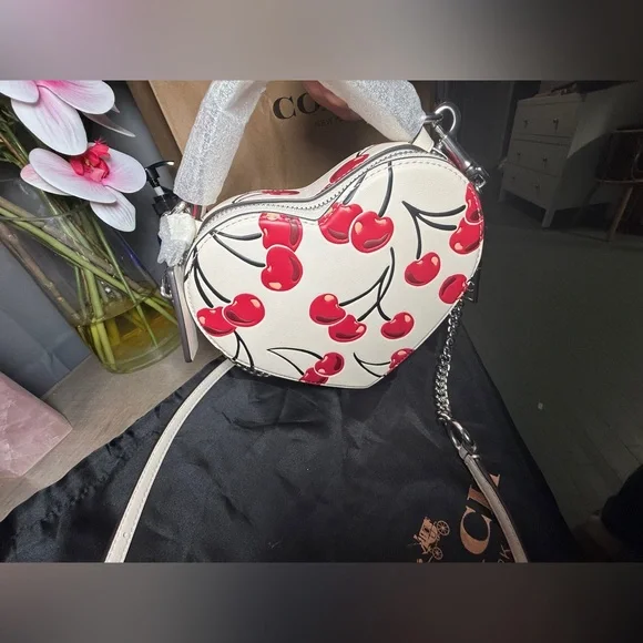 Coach Heart-Shaped Crossbody Bag with Cherry Print - duster bag - shopping bag - Picture 10 of 14